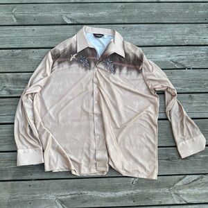 Men's Casual‎ Button Down Shirt - Beige Ombre